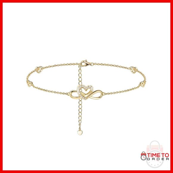 925 Sterling Silver Moissanite Infinity Anklet Adjustable 8.6-10.6in